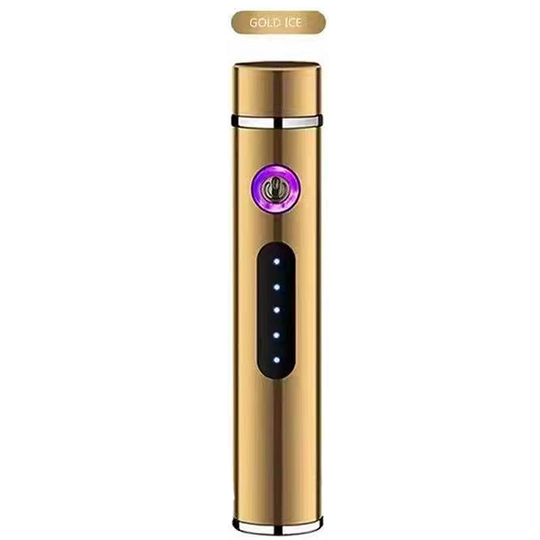 New Cool USB Rechargeable Arc Electric Lighter Cylindrical Power Display Touch